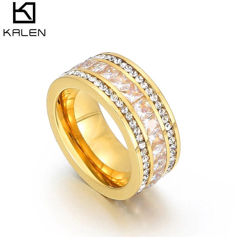 Zircon Ring Double Row Square CZ Stainless Steel Ring