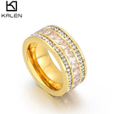 Zircon Ring Double Row Square CZ Stainless Steel Ring