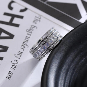 Zircon Ring Double Row Square CZ Stainless Steel Ring
