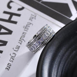 Zircon Ring Double Row Square CZ Stainless Steel Ring