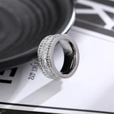 Zircon Ring Double Row Square CZ Stainless Steel Ring