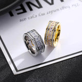Zircon Ring Double Row Square CZ Stainless Steel Ring