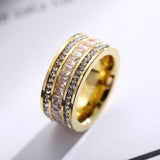 Zircon Ring Double Row Square CZ Stainless Steel Ring