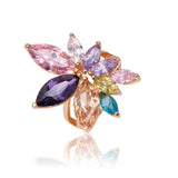 18K Zircon Flower Ring Multicolor Party Jewelry