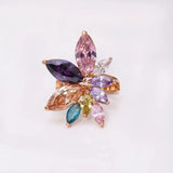 18K Zircon Flower Ring Multicolor Party Jewelry