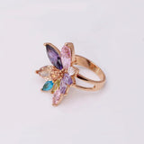18K Zircon Flower Ring Multicolor Party Jewelry