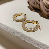 Iced Out CZ Hoop Earrings Hip Hop Bling Women's Gift