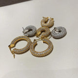 Iced Out CZ Hoop Earrings Hip Hop Bling Women's Gift