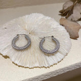 Iced Out CZ Hoop Earrings Hip Hop Bling Women's Gift