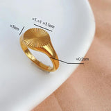 RHYSONG Stainless Steel 18K Plated Rings for Women Texture Carving