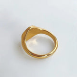 RHYSONG Stainless Steel 18K Plated Rings for Women Texture Carving