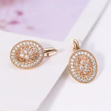 Zircon Hoop Earrings Hollow Flowers Pattern 18 k Good