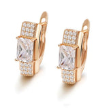 Square Zircon Hoop Earrings 18k CZ Jewelry