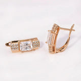 Square Zircon Hoop Earrings 18k CZ Jewelry