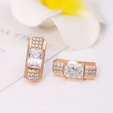 Square Zircon Hoop Earrings 18k CZ Jewelry