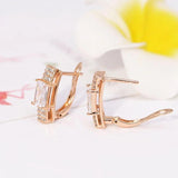 Square Zircon Hoop Earrings 18k CZ Jewelry