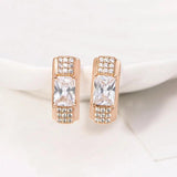 Square Zircon Hoop Earrings 18k CZ Jewelry