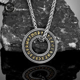 Nordic Runes Letter Necklace Men's Pendant Stainless Steel Chain Talisma
