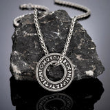 Nordic Runes Letter Necklace Men's Pendant Stainless Steel Chain Talisma