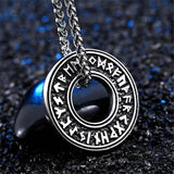 Nordic Runes Letter Necklace Men's Pendant Stainless Steel Chain Talisma