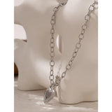Romantic Heart Lock Pendant Stainless Steel Necklace for Women