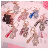 Crystal Ball Car Keychain Charm Pendant High Leather Strap Key Ring
