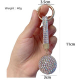 Crystal Ball Car Keychain Charm Pendant High Leather Strap Key Ring