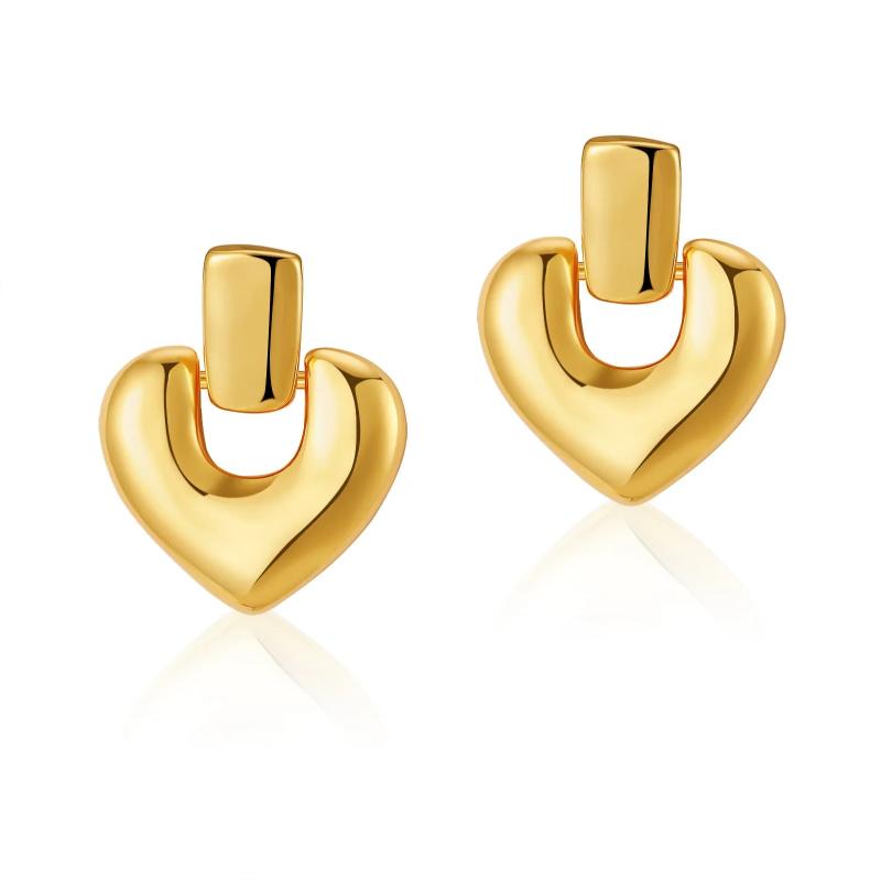 Heart Huggie Hoop Earrings 18 K Plated Women's Jewelry