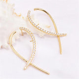 14K Plated Linear Stud Earrings DIY Accessories Women
