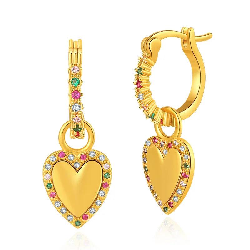 Heart Huggie Hoop Earrings Charm 18K Plated Minimalistic Jewelry