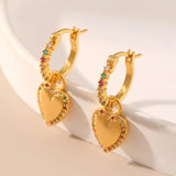 Heart Huggie Hoop Earrings Charm 18K Plated Minimalistic Jewelry