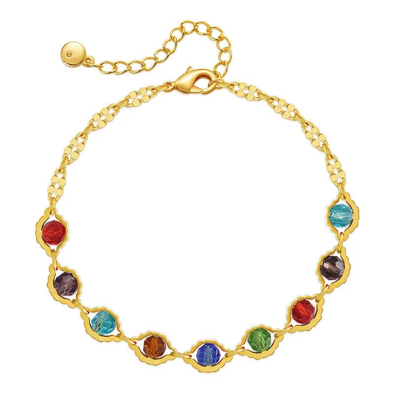Colorful Crystal Boho Style Bracelet Plated 18K Gift Jewelry