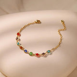 Colorful Crystal Boho Style Bracelet Plated 18K Gift Jewelry