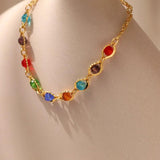 Colorful Crystal Boho Style Bracelet Plated 18K Gift Jewelry