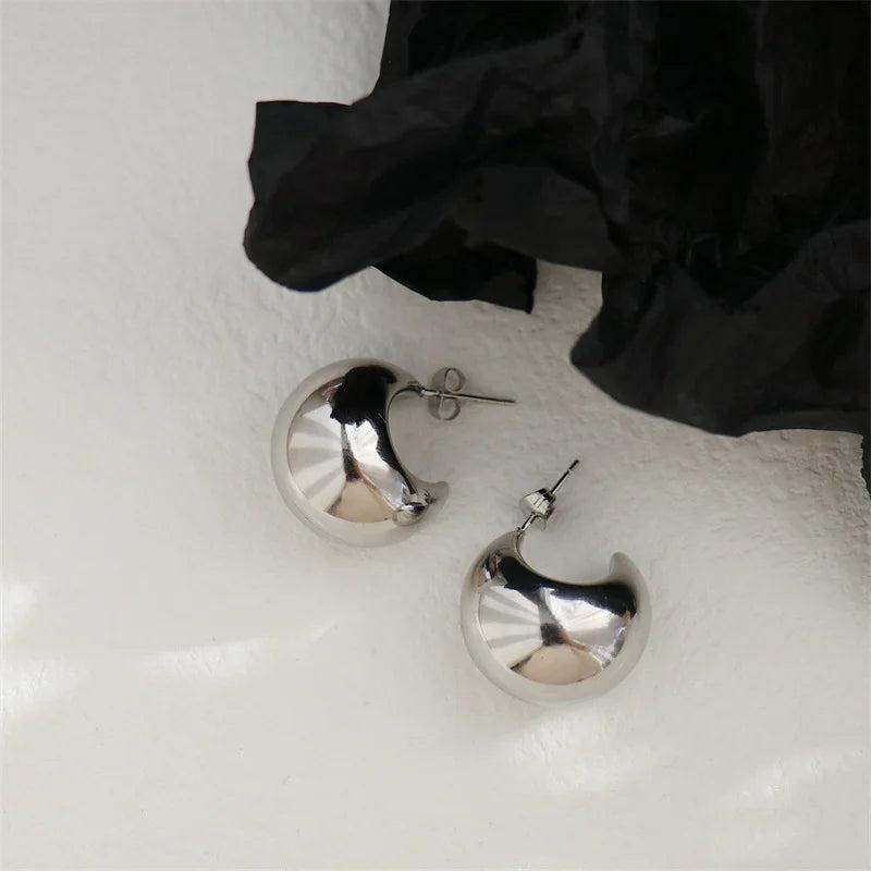 18K Gold-Plated Spherical Hoop Earrings for Women