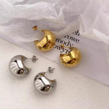 18K Gold-Plated Spherical Hoop Earrings for Women