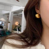 18K Gold-Plated Spherical Hoop Earrings for Women