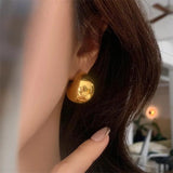 18K Gold-Plated Spherical Hoop Earrings for Women
