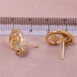 Copper Plated 18k Leopard Head Zircon Pearl Earrings S925 Silver Needle