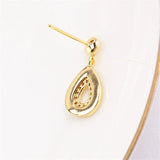 14k Plated Water Droplet Zircon Pearl Earrings