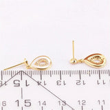 14k Plated Water Droplet Zircon Pearl Earrings