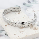 316L Stainless Steel Leaves Bangle Golden Cuff Bracelet