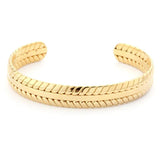316L Stainless Steel Leaves Bangle Golden Cuff Bracelet