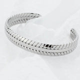 316L Stainless Steel Leaves Bangle Golden Cuff Bracelet