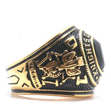 Unisex Stainless Steel K of C Stone Gold-Color Ring