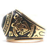 Unisex Stainless Steel K of C Stone Gold-Color Ring