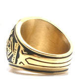 Unisex Stainless Steel K of C Stone Gold-Color Ring