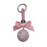 Crystal Ball Keychain Leather Strap Bowknot Car Key Chain Bag Charm Pendant