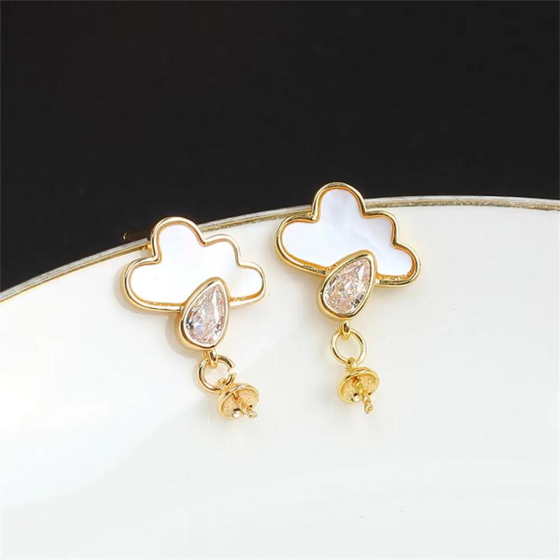 14k Gold Mother of Pearl Stud Earrings DIY Kit