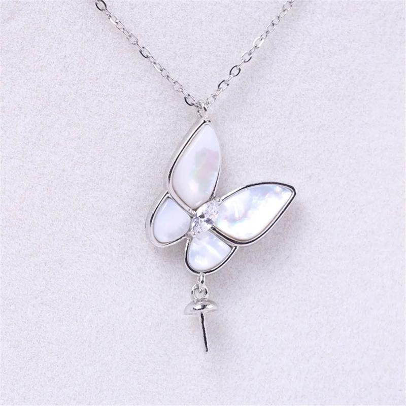 14k Coated Butterfly Mother-of-pearl Necklace Pendant DIY Accessories